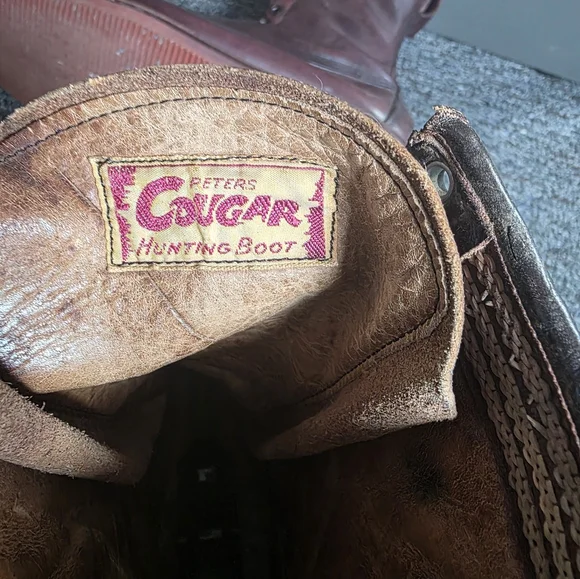 Men's Vintage Brown Leather Hunting Boots - Picture 5 of 6